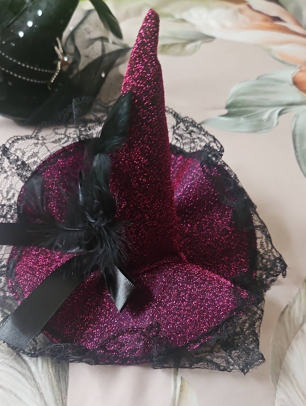 Sparkly Witches Hat Child Or Adult Purple Black Head Band Holds It